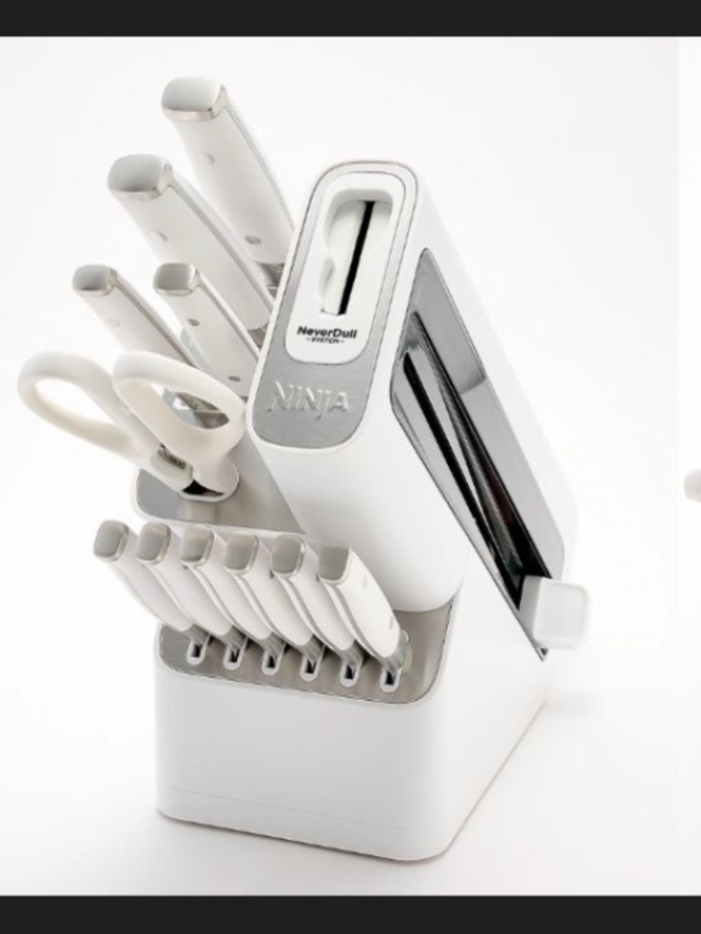 Ninja 12-Piece Knife Set with Built-In Sharpener in White